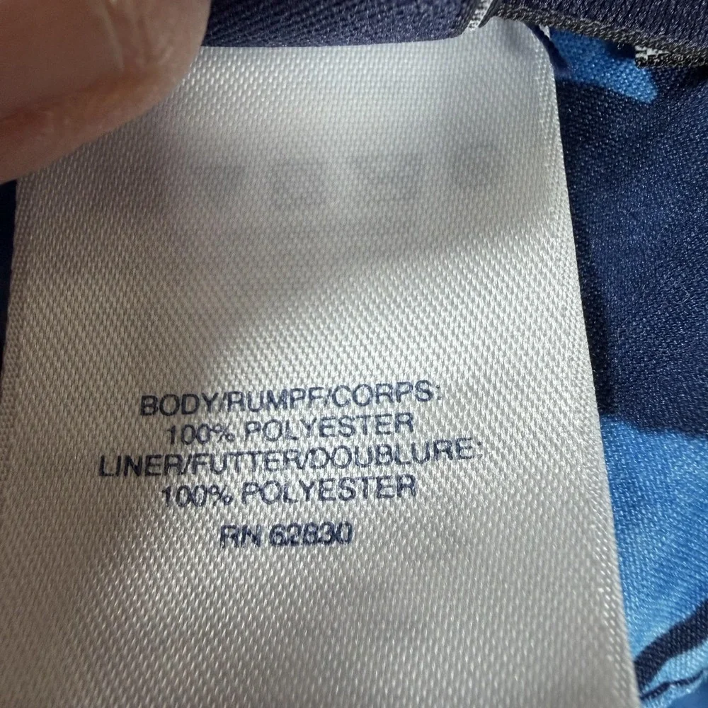 2 Pack Lands' End Swim Trunks Mens Large Blue Tropical Leaf Stripe Mesh Lined